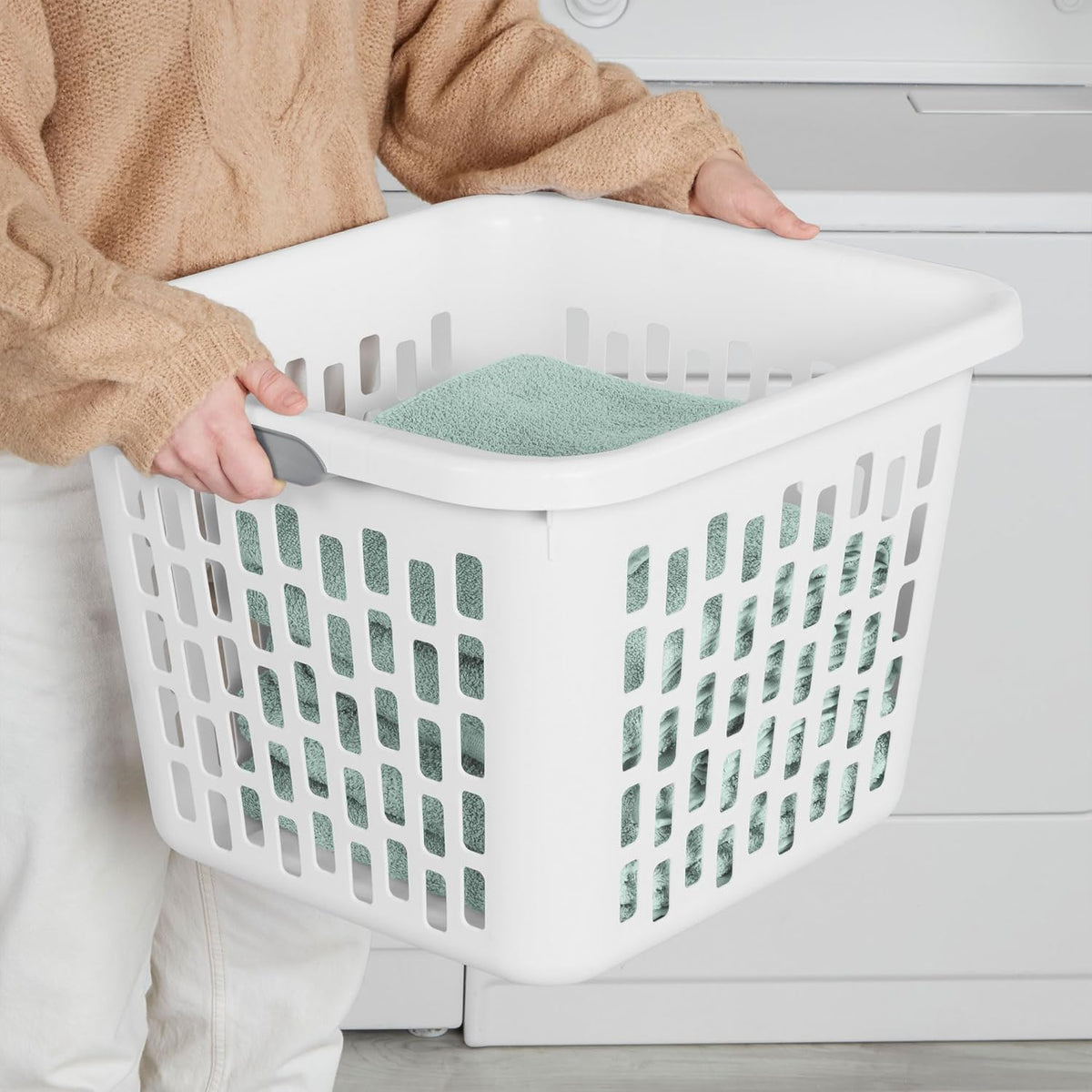 Square Laundry Basket, Plastic Clothes Hamper, 6-Pack