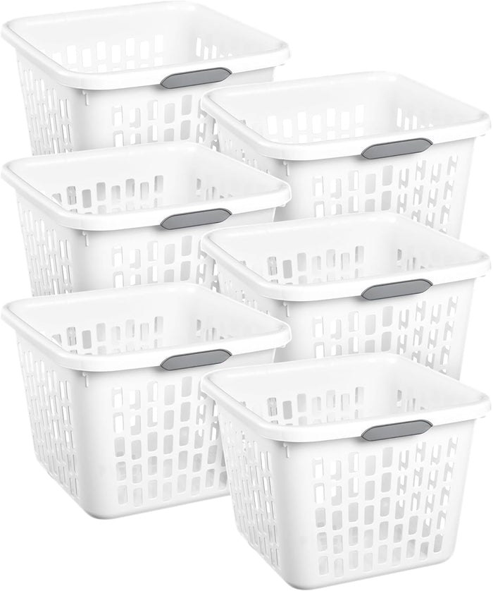 Square Laundry Basket, Plastic Clothes Hamper, 6-Pack