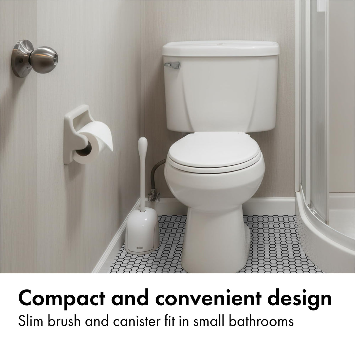 Compact Toilet Brush | Firm bristles for effective cleaning, comfortable non-slip handle, compact storage
